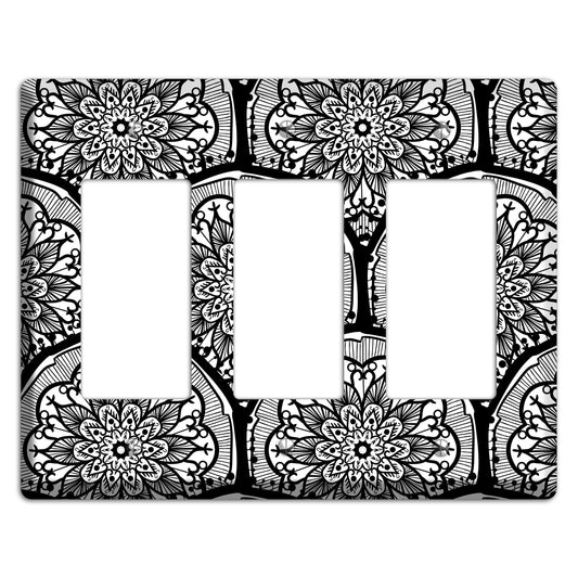 Mandala Black and White Style A Cover Plates 3 Rocker Wallplate