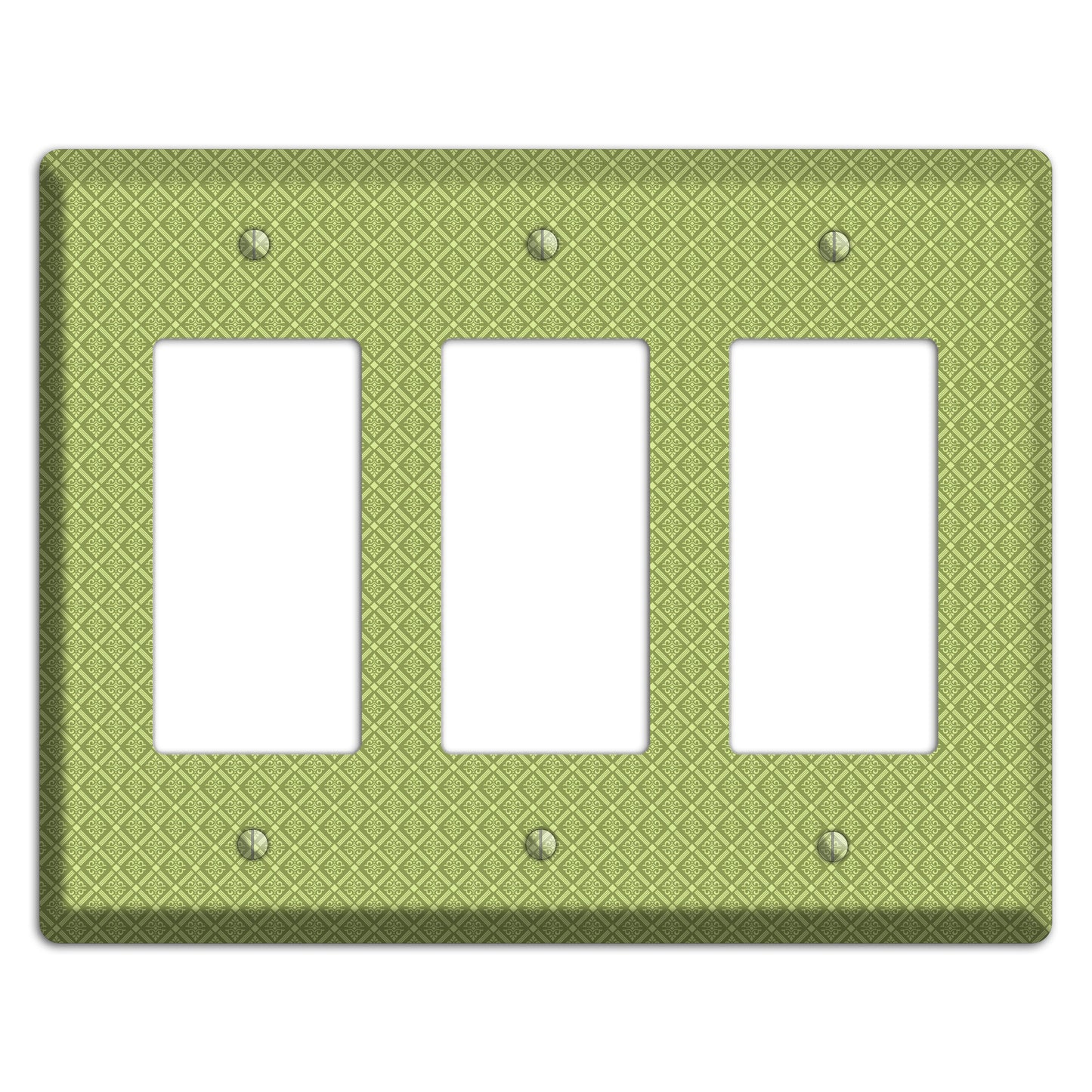 Small Green Damask Diamonds 3 Rocker Wallplate