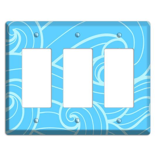 Abstract Curl Blue 3 Rocker Wallplate