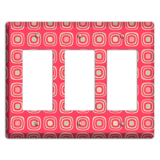 Multo Pink Retro Squares 3 Rocker Wallplate