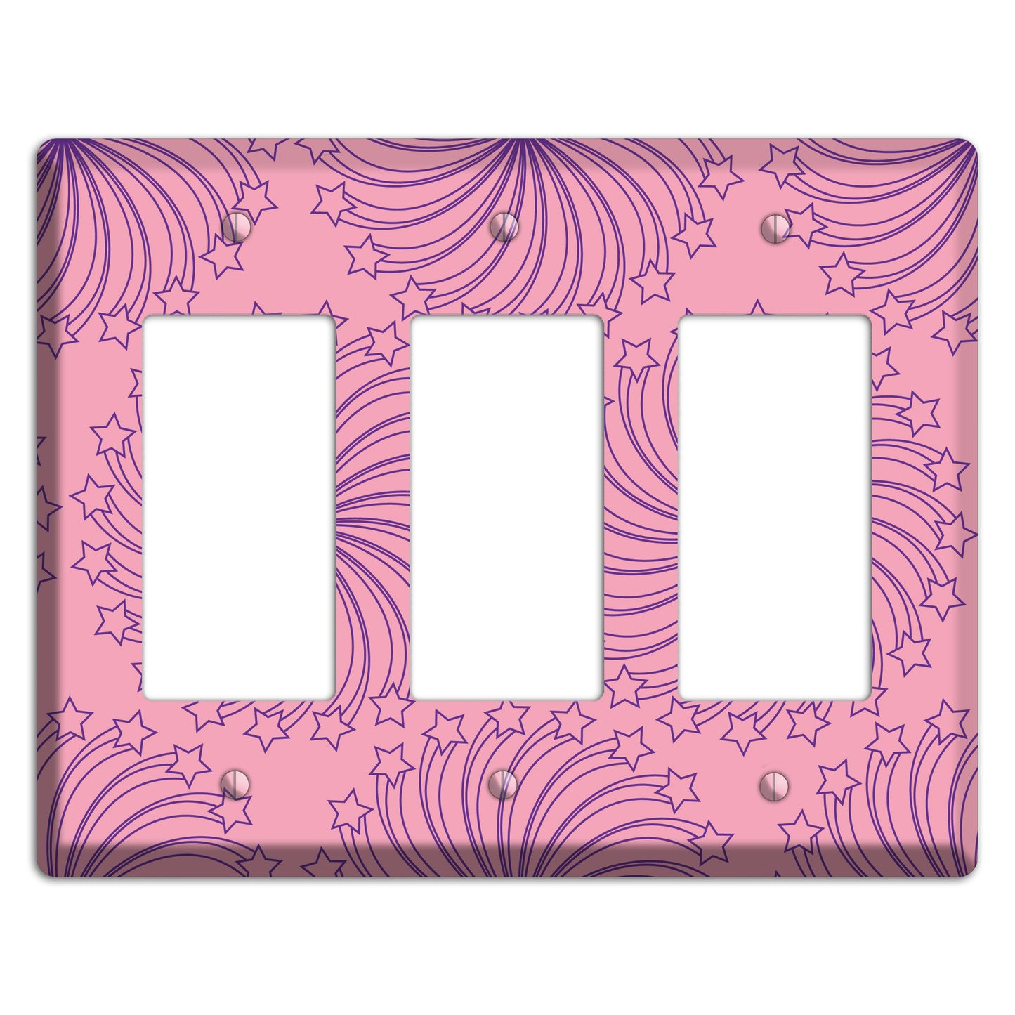 Pink with Purple Star Swirl 3 Rocker Wallplate