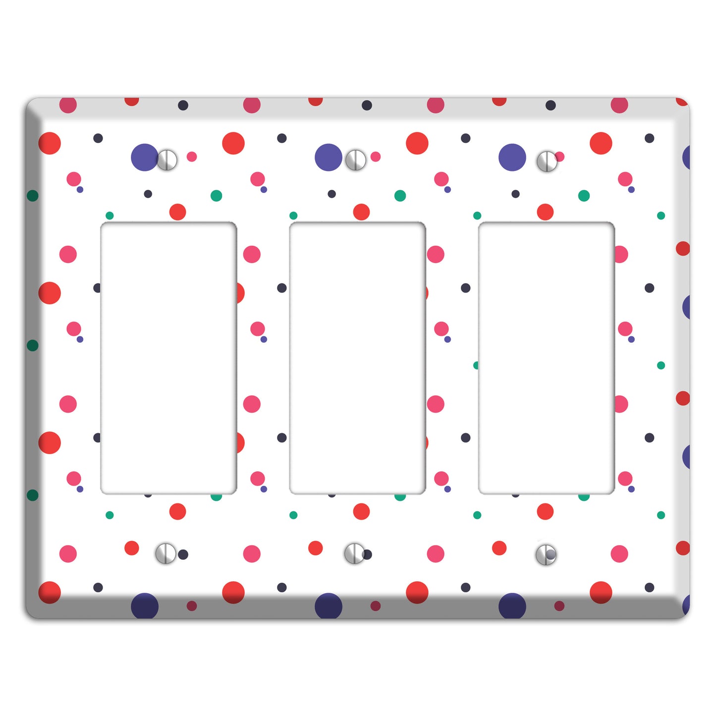 White with Multi Color Small Dots 3 Rocker Wallplate