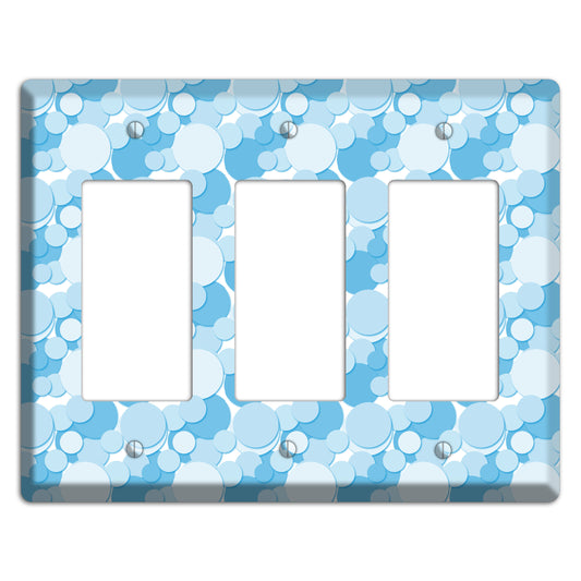 Multi Blue Bubble Dots 3 Rocker Wallplate