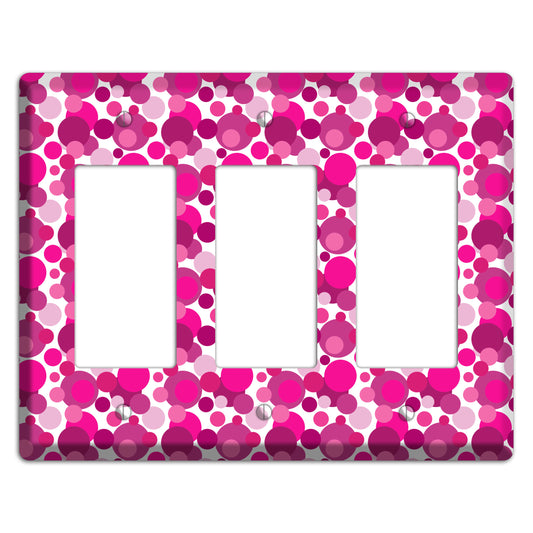 Multi Fuschia Bubble Dots 3 Rocker Wallplate