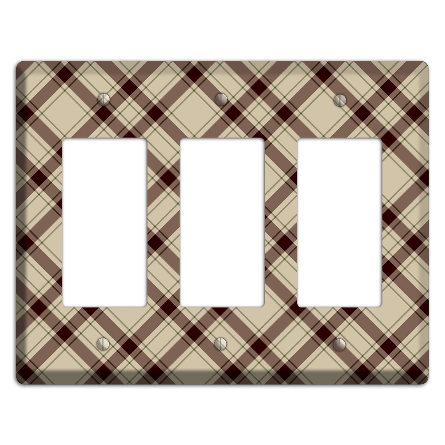 Beige and Brown Plaid 3 Rocker Wallplate