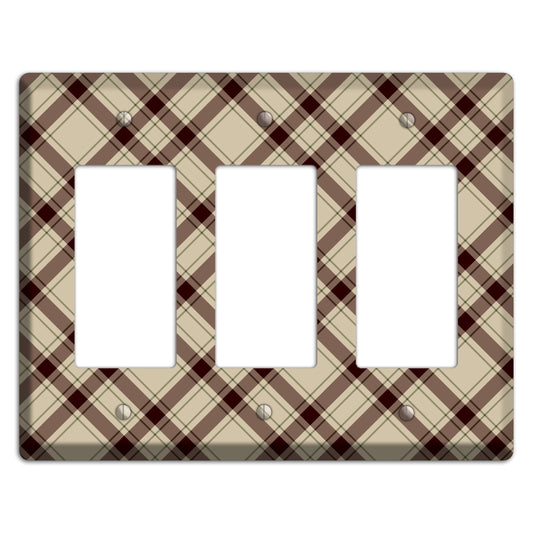 Beige and Brown Plaid 3 Rocker Wallplate