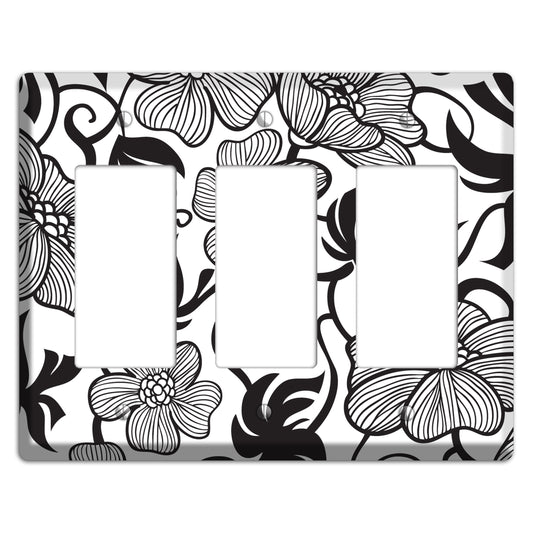 White with Black Tropical 3 Rocker Wallplate