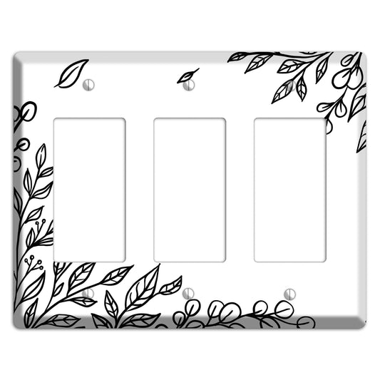 Hand-Drawn Floral 21 3 Rocker Wallplate