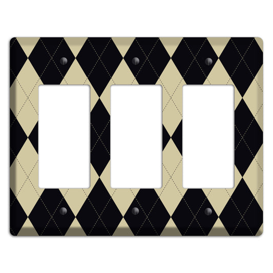 Tan and Black Argyle 3 Rocker Wallplate