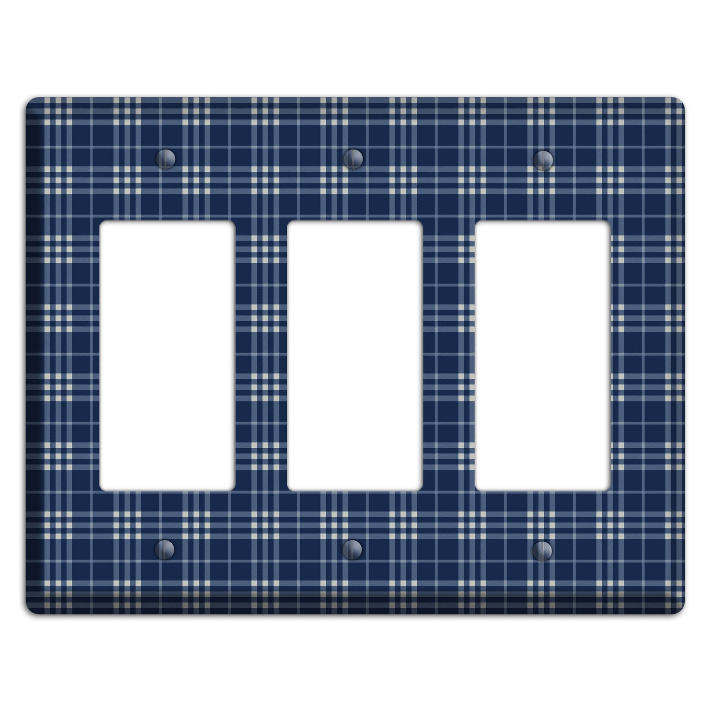 Blue and White Plaid 3 Rocker Wallplate