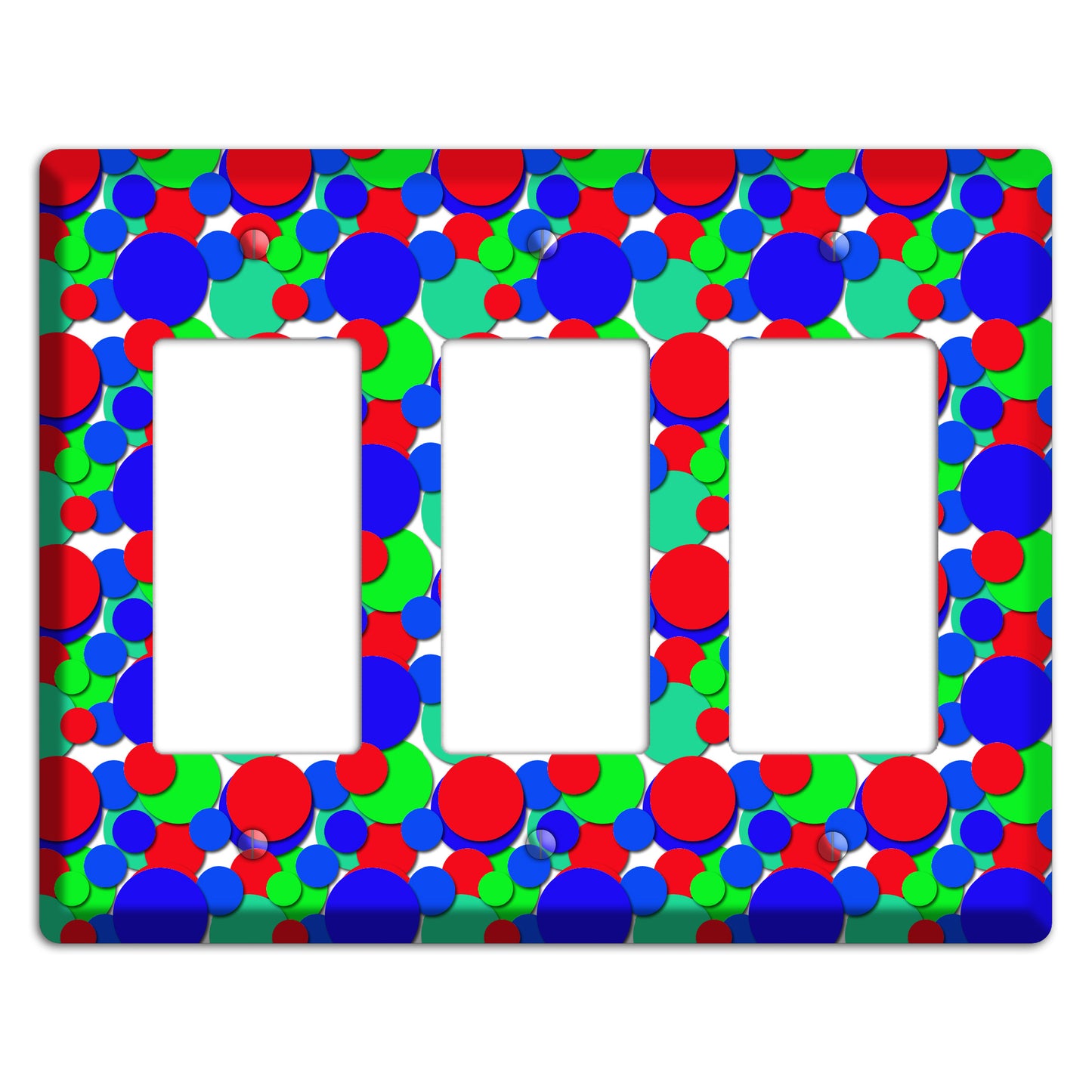 Red Blue Green Bubble Dots 3 Rocker Wallplate