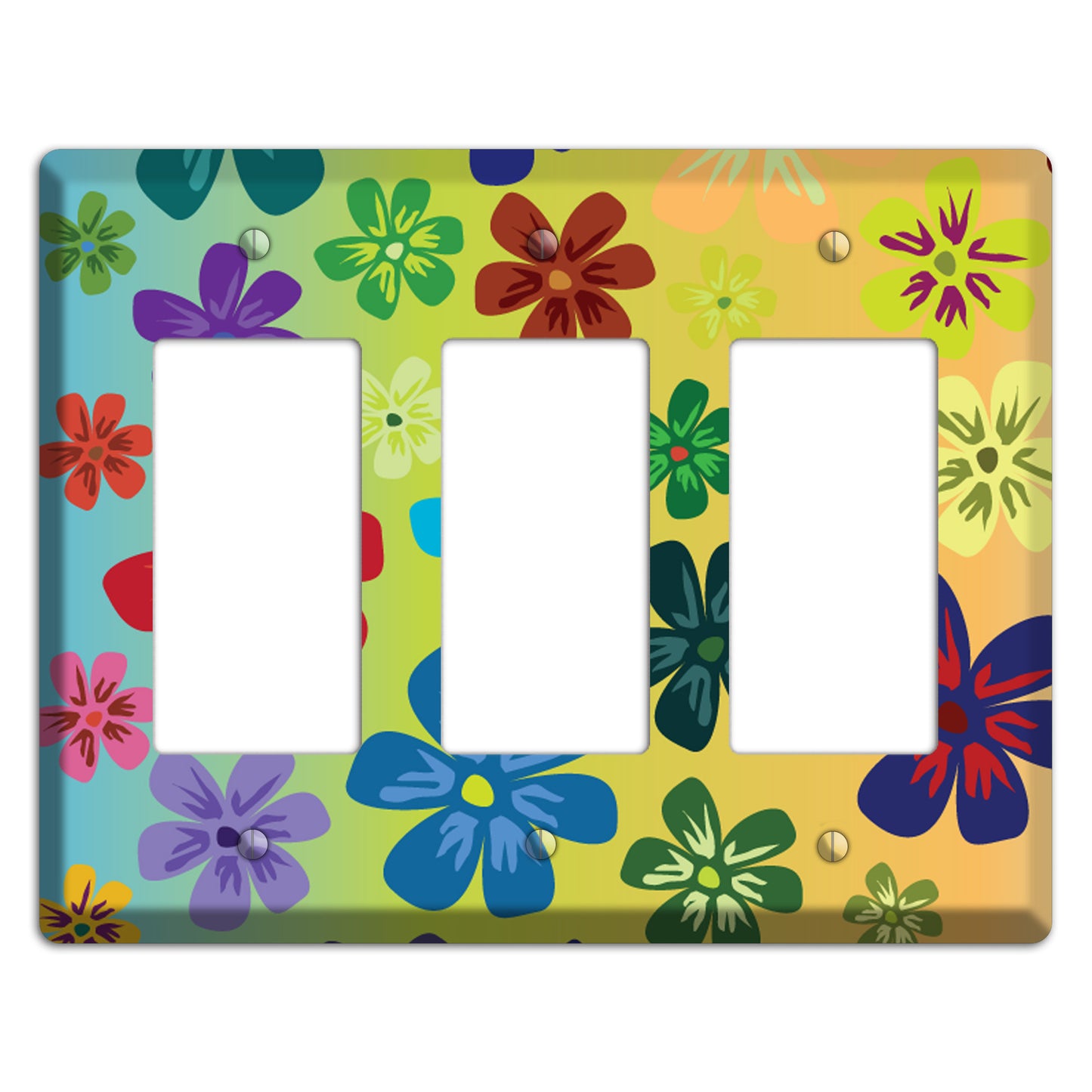 Blue to yellow Flowers 3 Rocker Wallplate