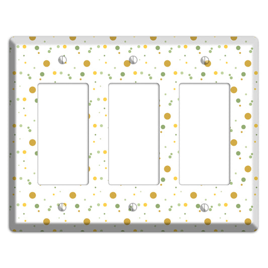 White with Multi Olive Tiny Dots 3 Rocker Wallplate