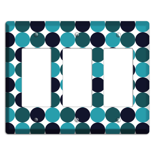 Multi Aqua Tiled Dots 3 Rocker Wallplate