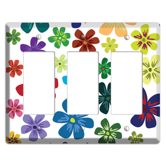 White Flowers 3 Rocker Wallplate