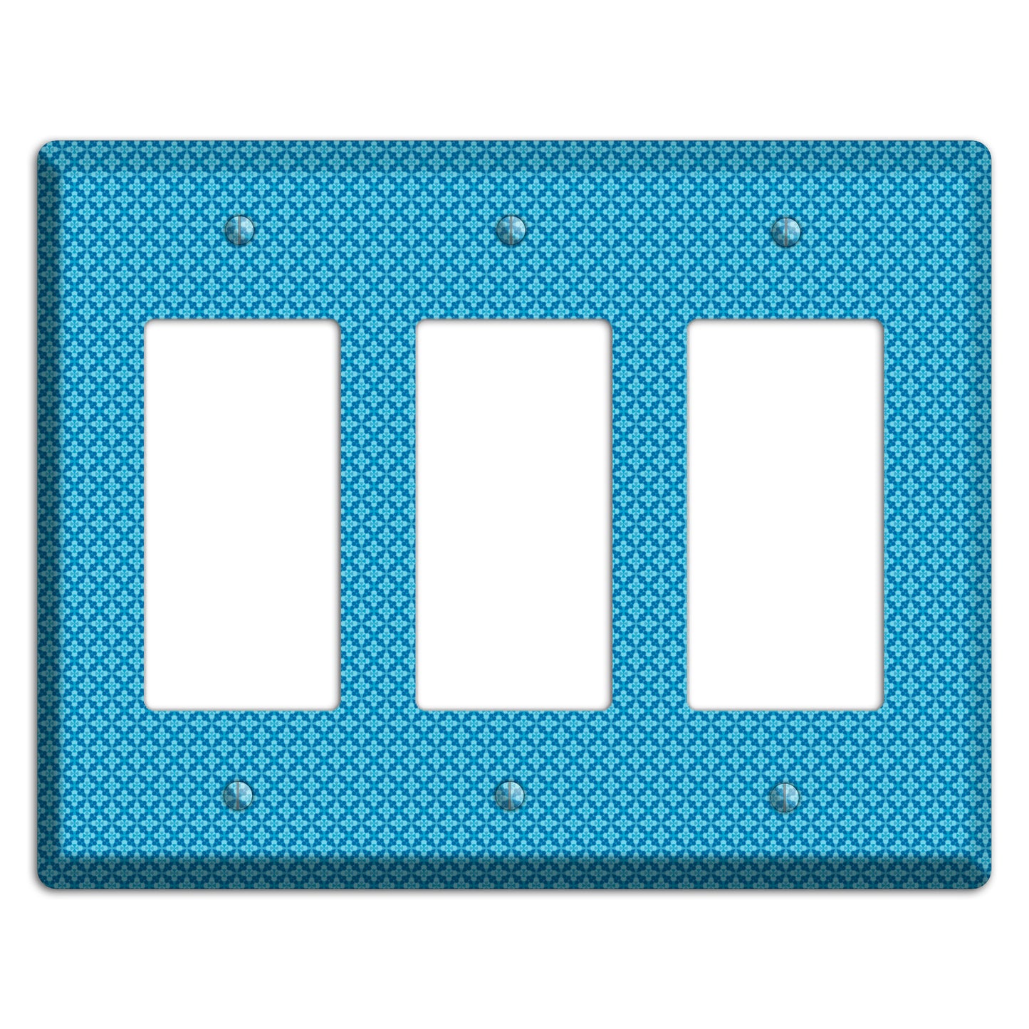 Multi Blue Checkered Quatrefoil 3 Rocker Wallplate