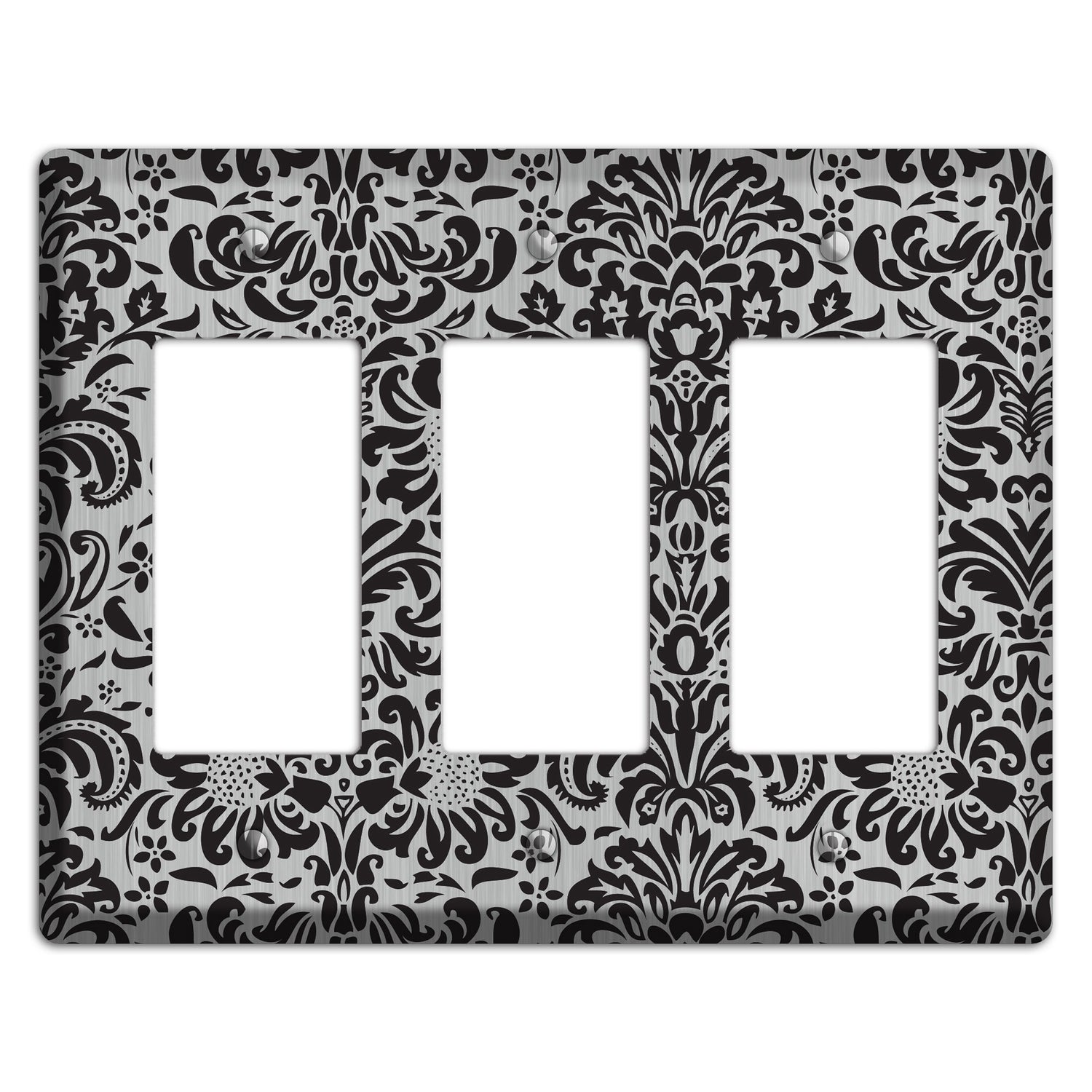 Black Toile  Stainless 3 Rocker Wallplate