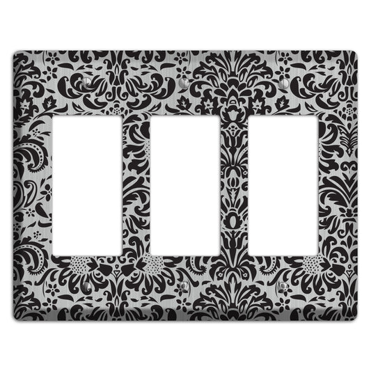 Black Toile  Stainless 3 Rocker Wallplate