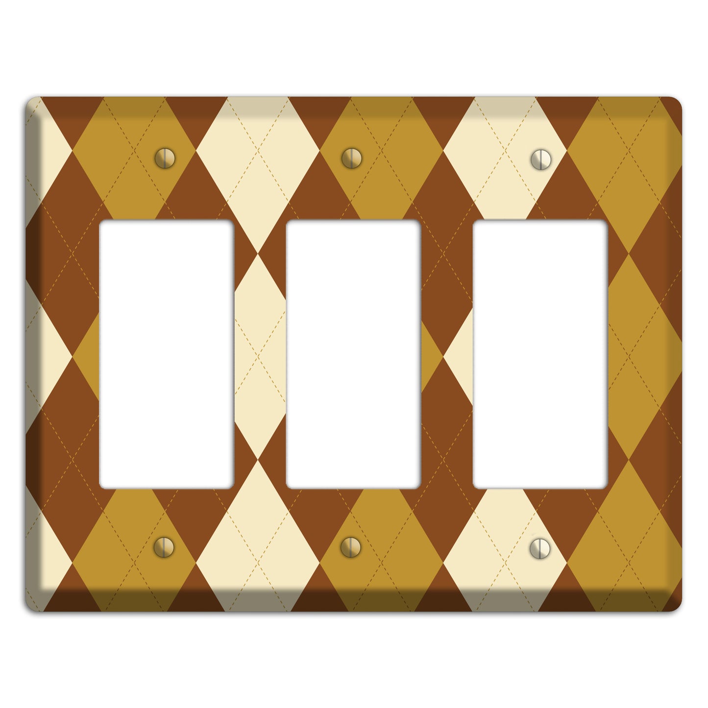 Multi Brown Argyle 3 Rocker Wallplate