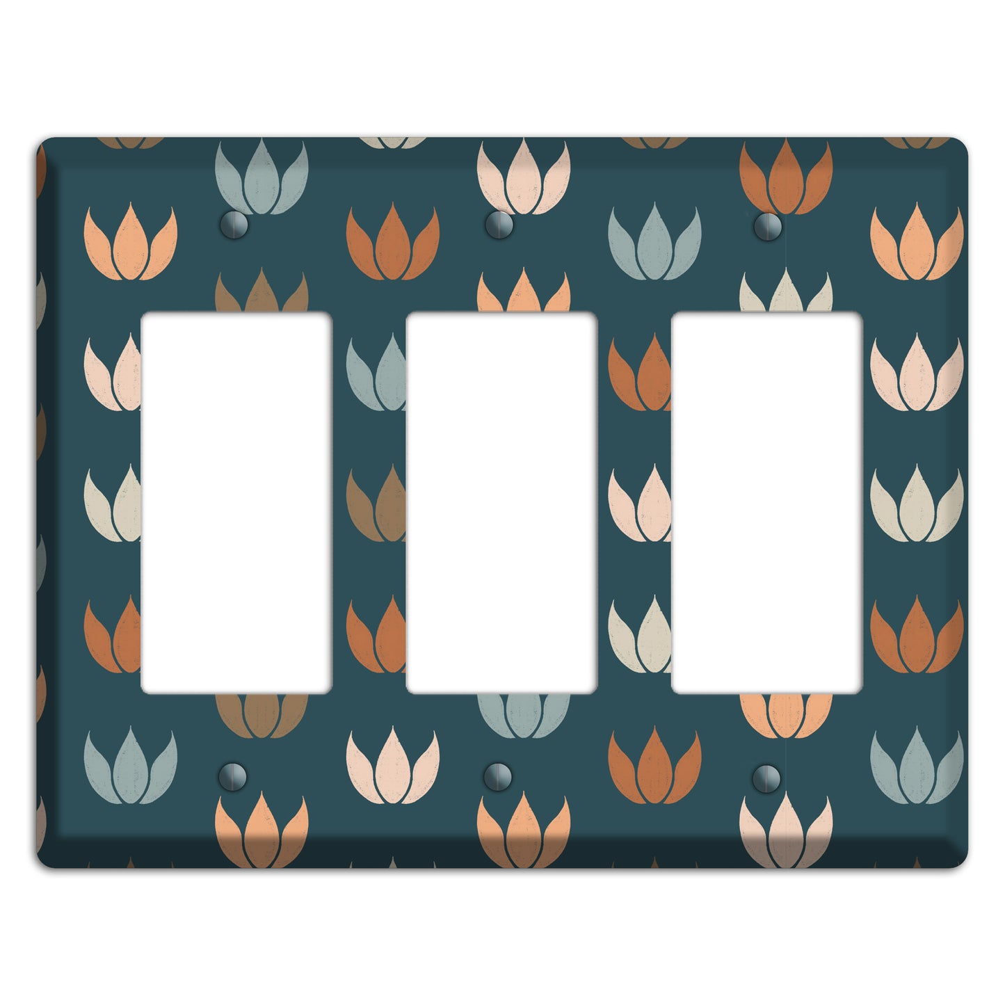 Teal Lotus Print 3 Rocker Wallplate