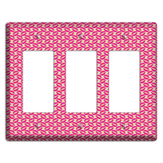 Pink Kisses 3 Rocker Wallplate