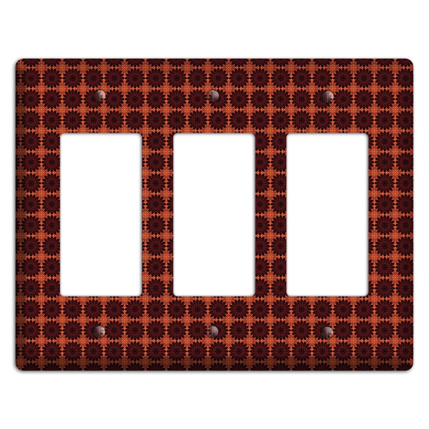 Red with Tiled Maroon Foulard 3 Rocker Wallplate