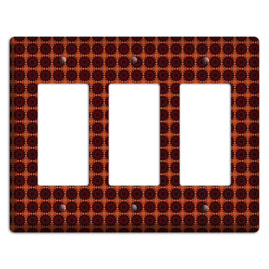 Red with Tiled Maroon Foulard 3 Rocker Wallplate