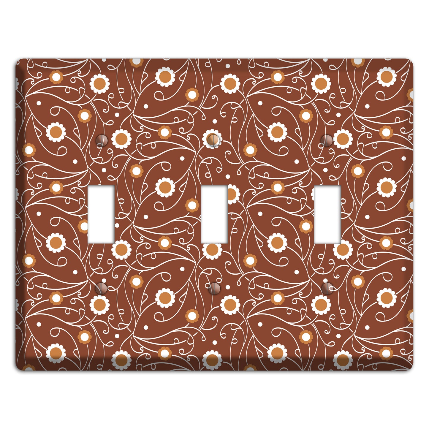 Brown Vine Floral 3 Toggle Wallplate