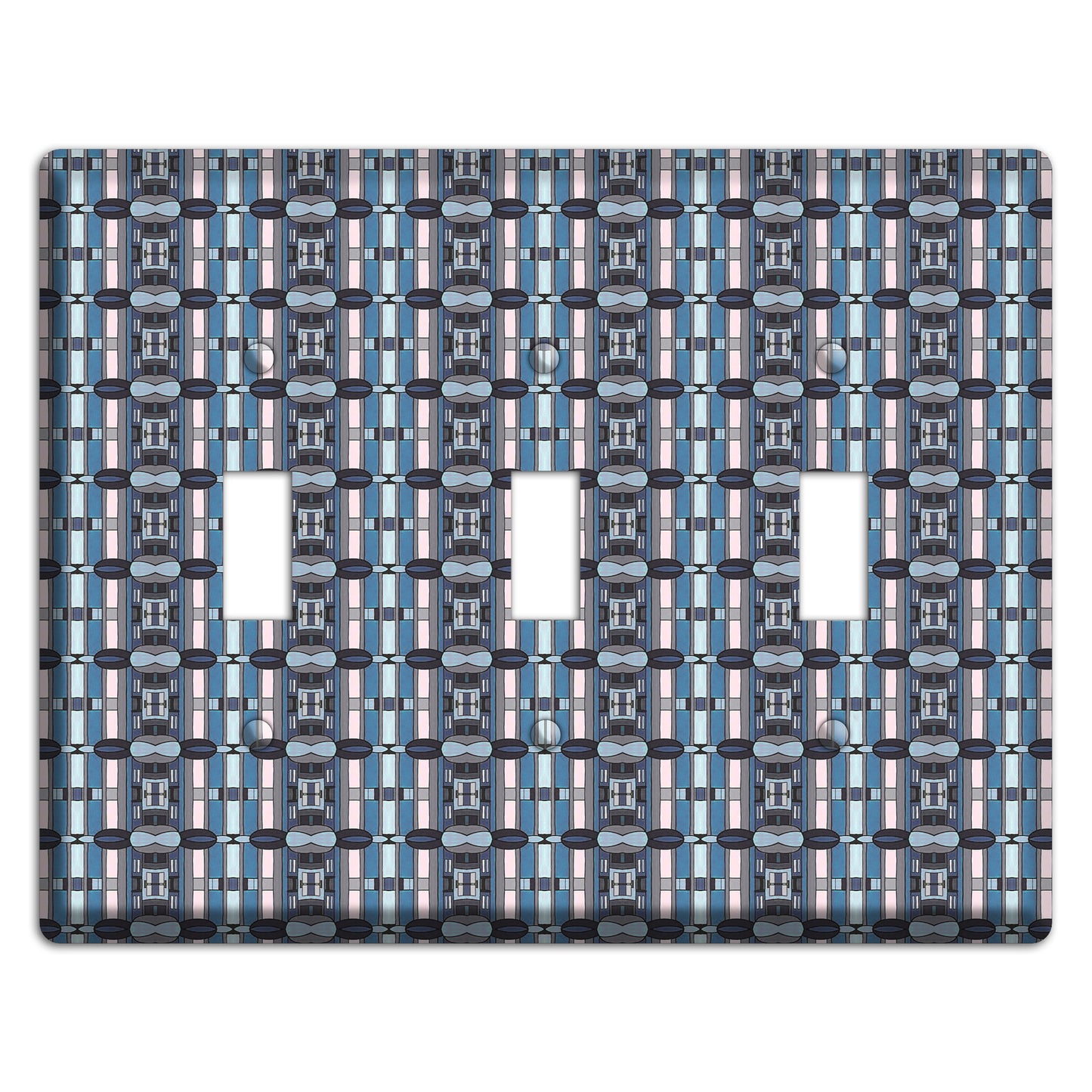 Blue and Grey Tapestry 3 Toggle Wallplate