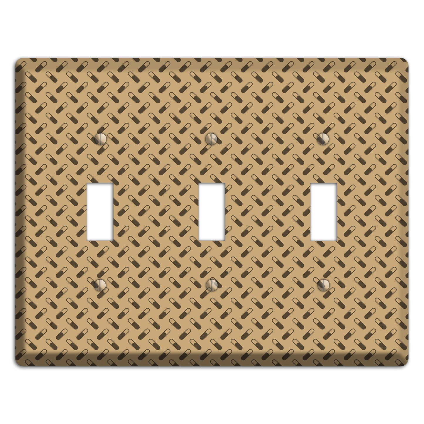 Beige with Brown Motif 3 Toggle Wallplate