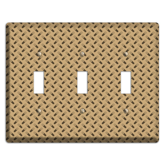 Beige with Brown Motif 3 Toggle Wallplate