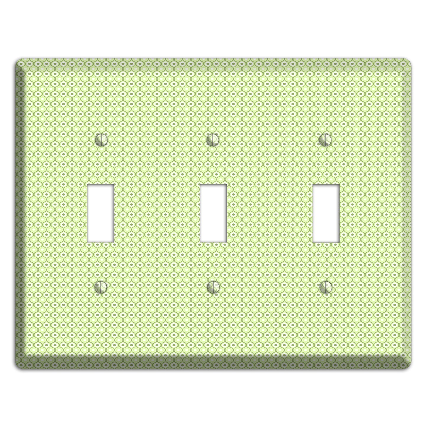 Multi Green Tiny Double Scallop 3 Toggle Wallplate