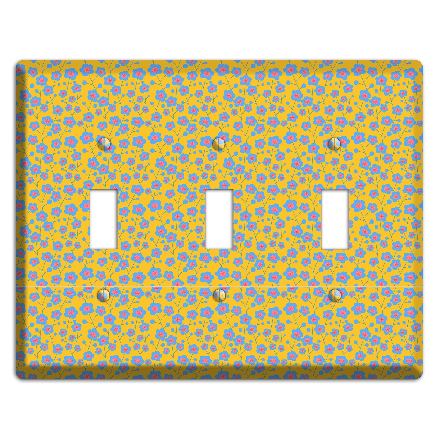 Yellow Blue Pink Calico 3 Toggle Wallplate