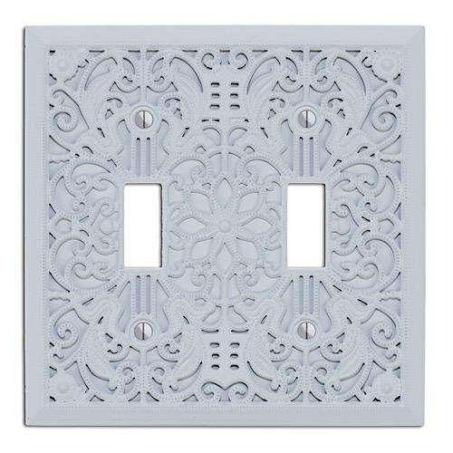 White Filigree Shabby Chic Double Toggle:Wallplatesonline.com