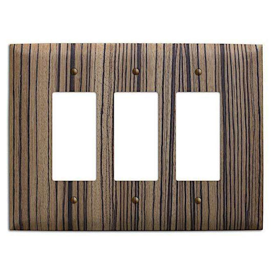 Zebrawood Wood Triple Rocker Cover Plate:Wallplates.com